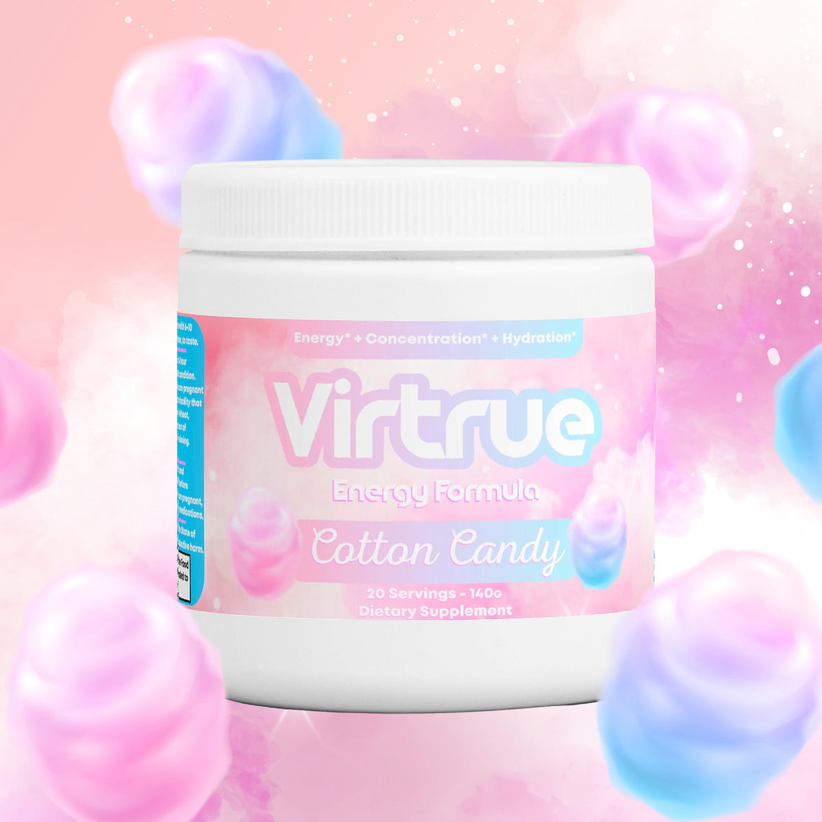 Cotton Candy Pre-Workout Energy Powder + Focus Boost & Hydration | Sugar Free