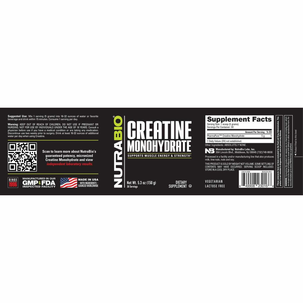 NutraBio Creatine Monohydrate - 300 g